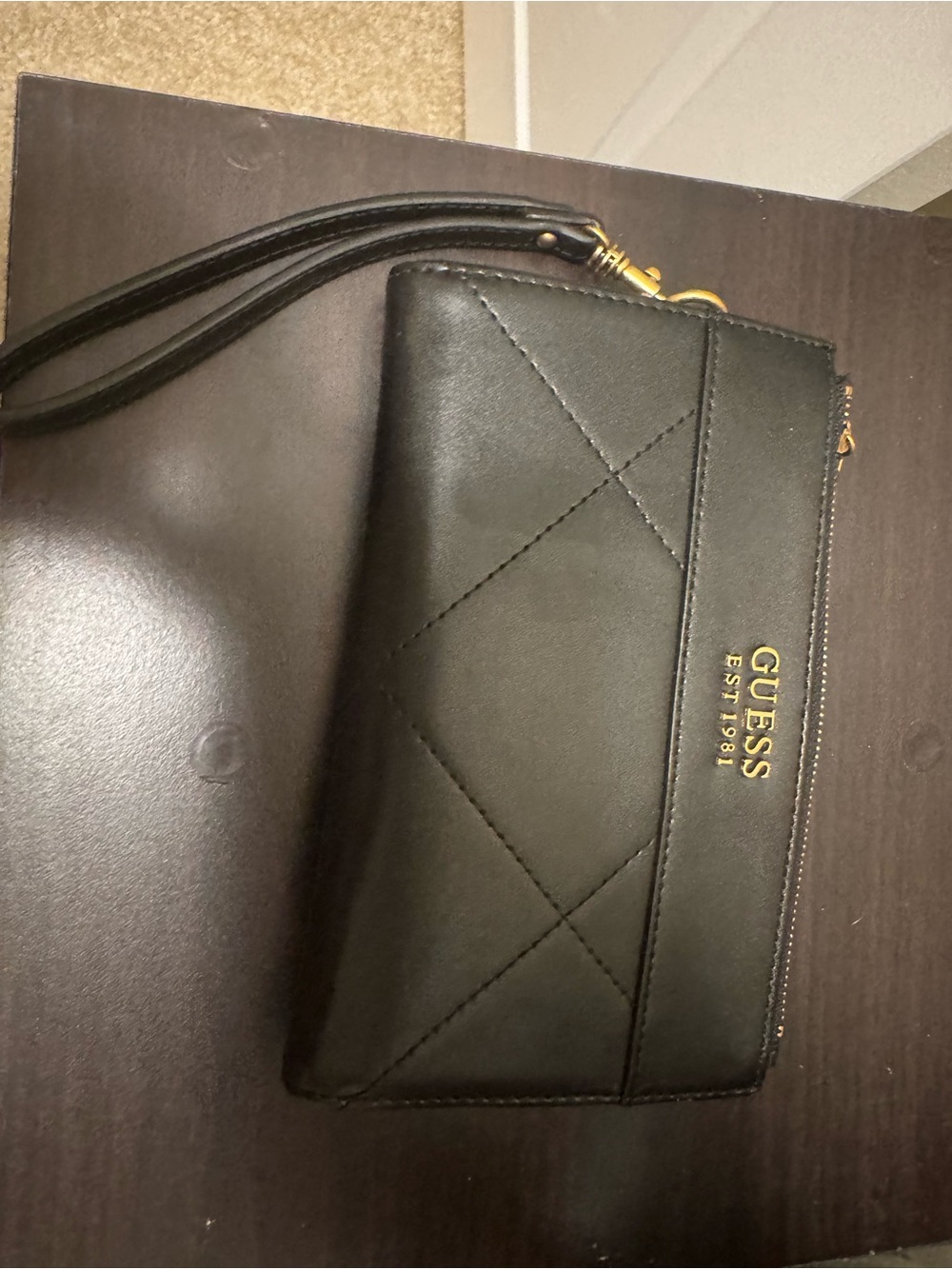 GUESS Black Quilted Zip Wristlet - Picture 5 of 5